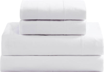 LANE LINEN 100% Organic Cotton Twin Sheets Set, 3Pc Twin Bed Sheets, Soft & Comfy Breathable Cotton Percale Sheets for Twin Size Bed, Dorm Room Essentials Low Pill Fade Resistant White Sheets