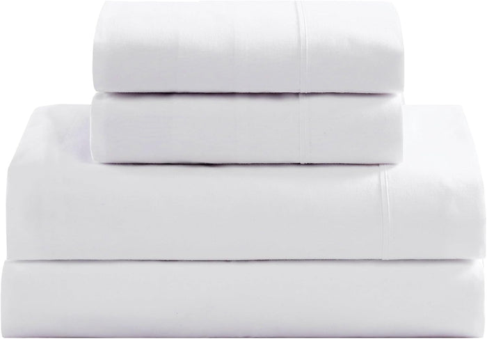 LANE LINEN 100% Organic Cotton Twin Sheets Set, 3Pc Twin Bed Sheets, Soft & Comfy Breathable Cotton Percale Sheets for Twin Size Bed, Dorm Room Essentials Low Pill Fade Resistant White Sheets