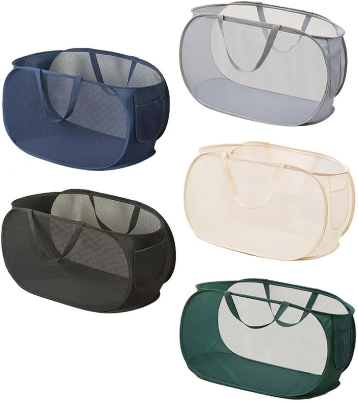 2 Pcs Mesh Popup Laundry Hamper, Opening Laundry Basket,Popup Laundry Basket with Durable Handles,Foldable Pop-up Mesh Hamper Dirty Clothes Basket for Clothes & Laundry-Home Organization