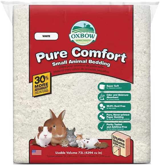 Oxbow Animal Health Pure Comfort Bedding, Rabbit, Hamster, & Guinea Pig Bedding, Bunny Supplies for Litter Box, Pet Safe, Low Dust, Blend, 72 Liter Bag