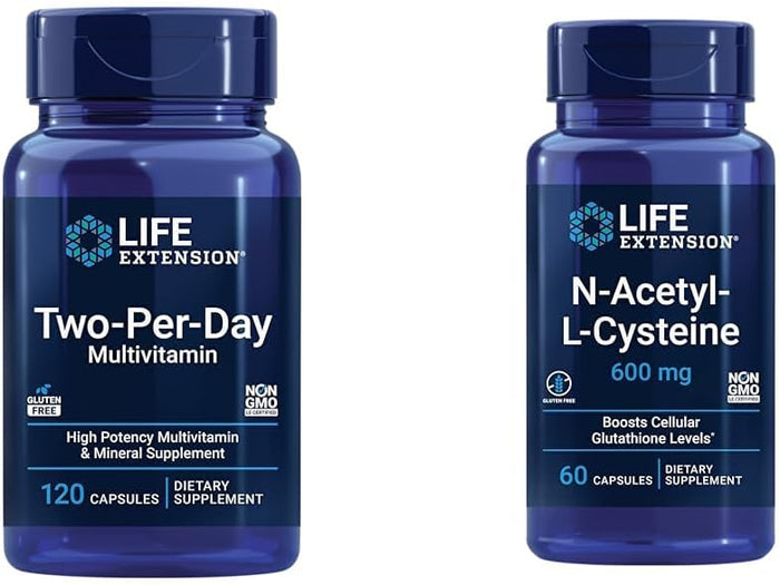 Life Extension Two-Per-Day Multivitamin - Packed with Over 25 Vitamins, Minerals & Extracts -Vitamins B6, C, D - Zinc - Two-Month Supply - Non-GMO, Gluten-Free - 120 Tablets