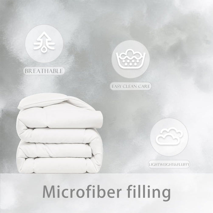 ACCURATEX Lightweight Duvet Insert Queen Size - Summer Bedding Comforter - 250GSM Filled Thin Duvet - Soft & Breathable, Quilted Comforters with 8 Tabs,White,Queen/Full 90x90 Inches