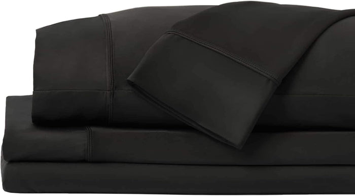 SHEEX - Original Performance Sheets Set (Full) Black - Cooling Sheets - Moisture Wicking - 1 Flat Cooling Sheet, 1 Fitted Cooling Sheet, 2 Pillow Covers - Wrinkle Free - Sleep Aid