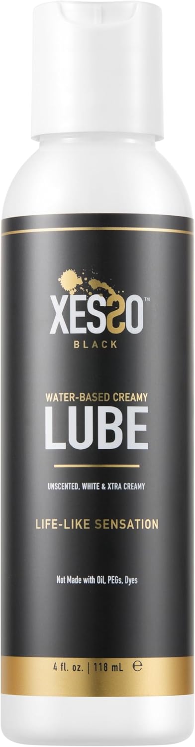 XESSO Water-Based Creamy Lube, Unscented 8.3 Fl Oz, Thick White Gel-Like Slippery Glide, Hypoallergenic for Women, Men & Couples. Made in US & Discreet Package. Package May Vary