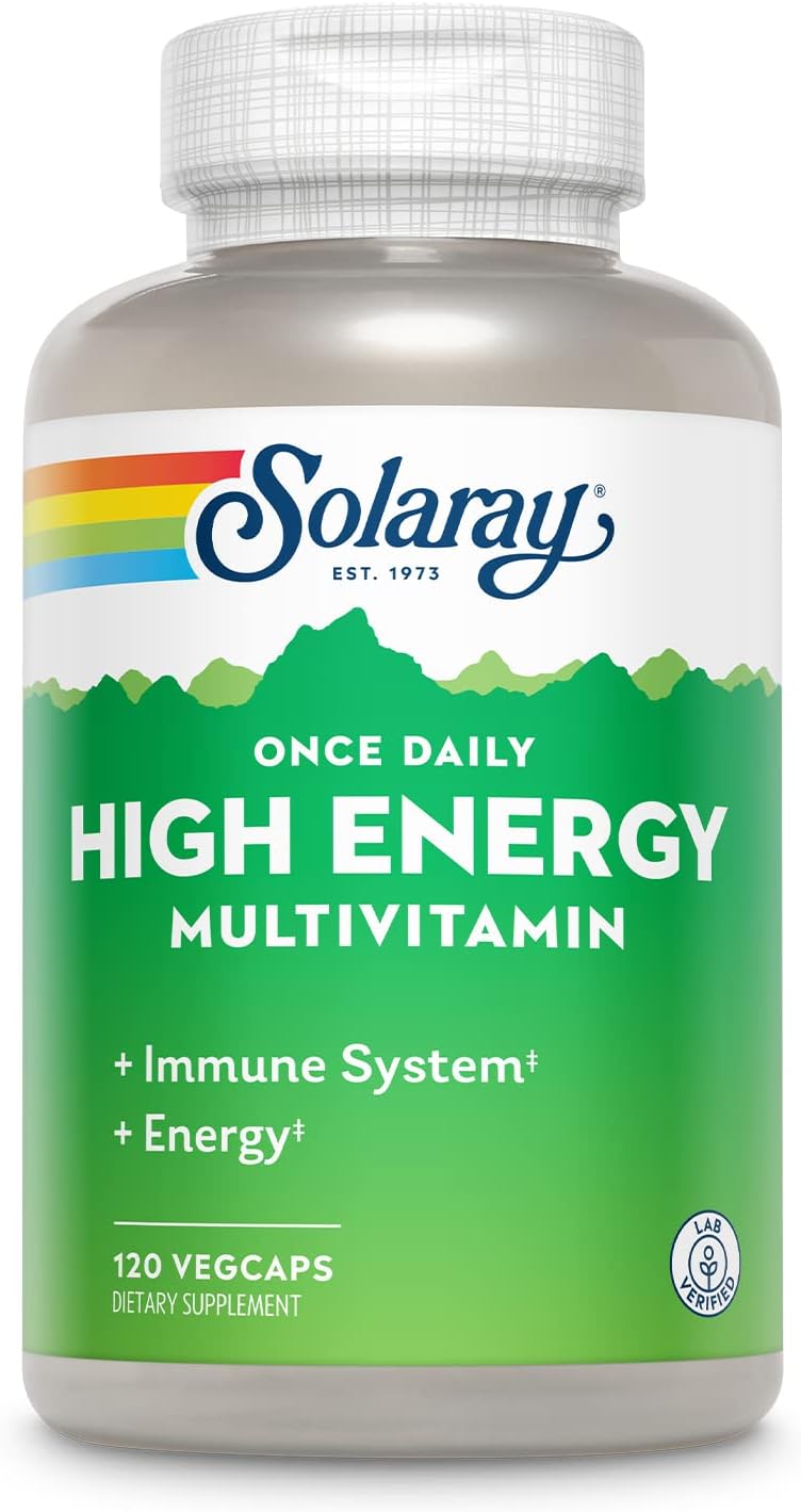 SOLARAY Once Daily High Energy Multivitamin for Women and Men - Energy Supplements - Immune Support w/Vitamin C, A, D and E, Vitamin B Complex, Trace Minerals, 60-Day Guarantee, 200 Serv, 200 VegCaps
