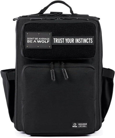 WOLFpak 15L Slim Tactical Gym Backpack - Durable 1000D Waterproof Oxford Material | Minimalist Daypack w/Laptop Pocket & Dual Cup Holders | Great for Travel & Everday Carry | (Alpha Black)