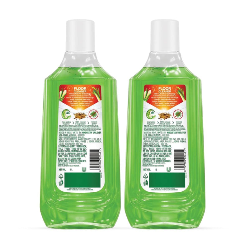 Vim Floor Cleaner: 1000ml |Refreshing Lemongrass with Salt|100% Removal of stains for complete clean floors & long lasting fragrance (Pack of 2)