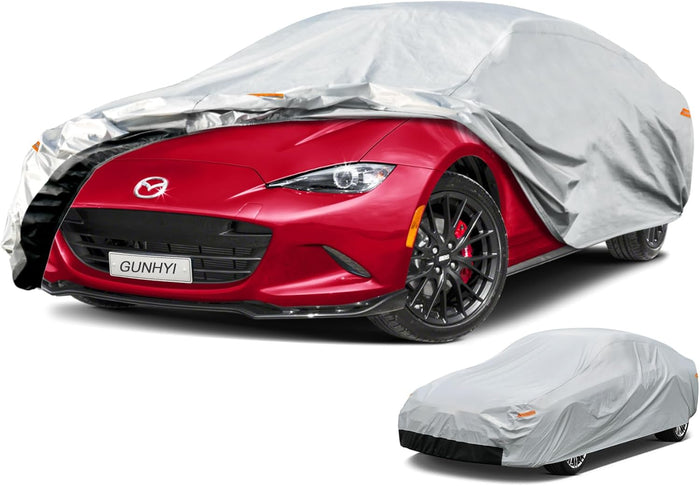 GUNHYI 6 Layers Sedan Car Cover Waterproof All Weather, 100% Waterproof Outdoor Car Covers Full Exterior Covers for Automobiles Sedan Hatch SUV Rain Sun UV Dust Protection. Size A5 (See Size Chart)