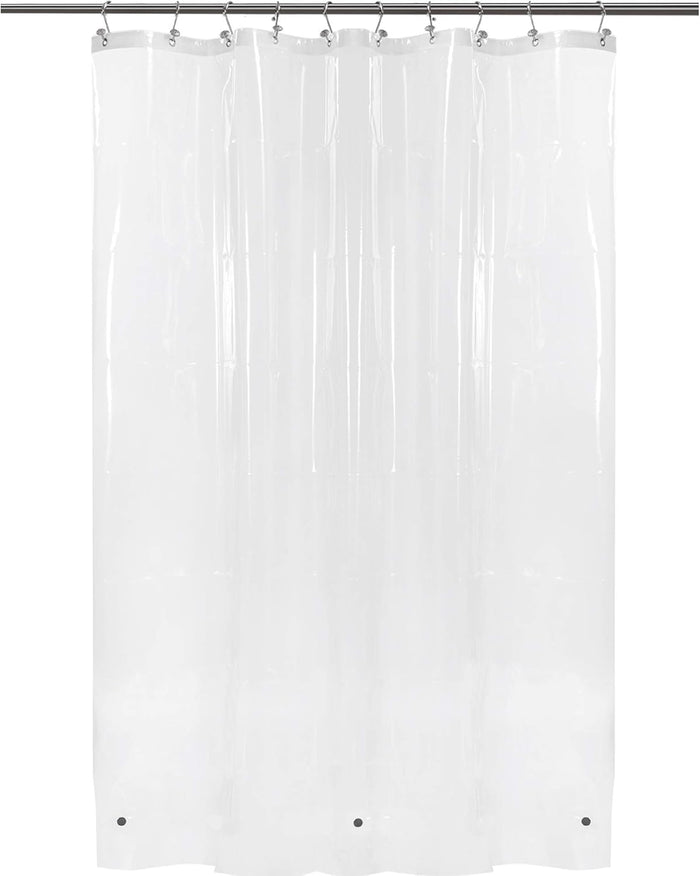 Barossa Design Plastic Shower Liner Clear - Premium PEVA Shower Curtain Liner with Rustproof Grommets and 3 Magnets, Waterproof Cute Lightweight Standard Size Bathroom Curtains - Clear