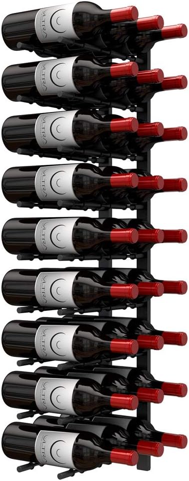 Ultra Wine Racks Wall Mounted Label-Out Wine Racks (3 Foot 1 Deep, Matte Black, 9 Wine Bottles) - Modern Metal Wine Storage, Modular Design for Home Bar, Kitchen, Dining Rooms, & Wine Cellars