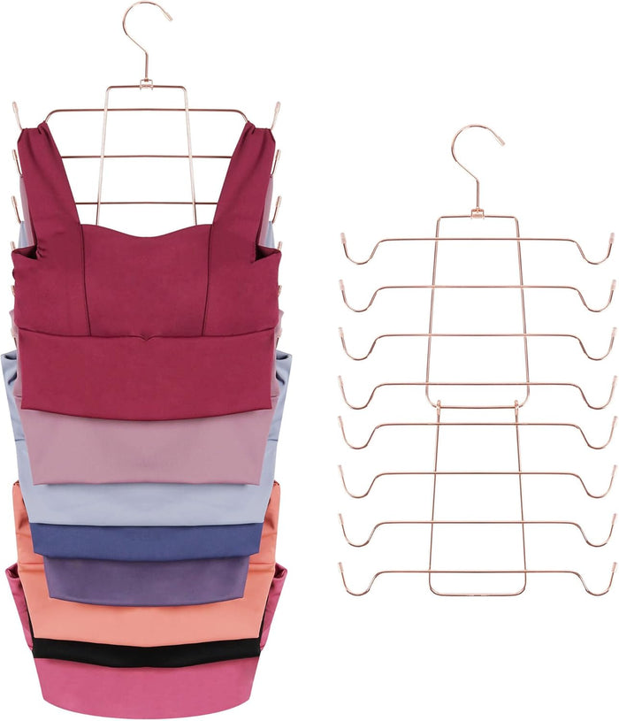ZEDODIER 2 Pack Tank Top Hanger Space Saving, Bra Hangers for Closet Organizer, Hanging Bra Organizer Tank Tops Holder with 16 Hooks, Metal Closet Organizers and Storage Small Space Solutions, Silver