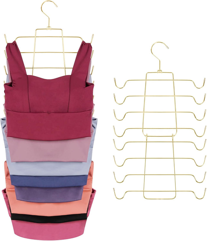 ZEDODIER 2 Pack Tank Top Hanger Space Saving, Bra Hangers for Closet Organizer, Hanging Bra Organizer Tank Tops Holder with 16 Hooks, Metal Closet Organizers and Storage Small Space Solutions, Silver