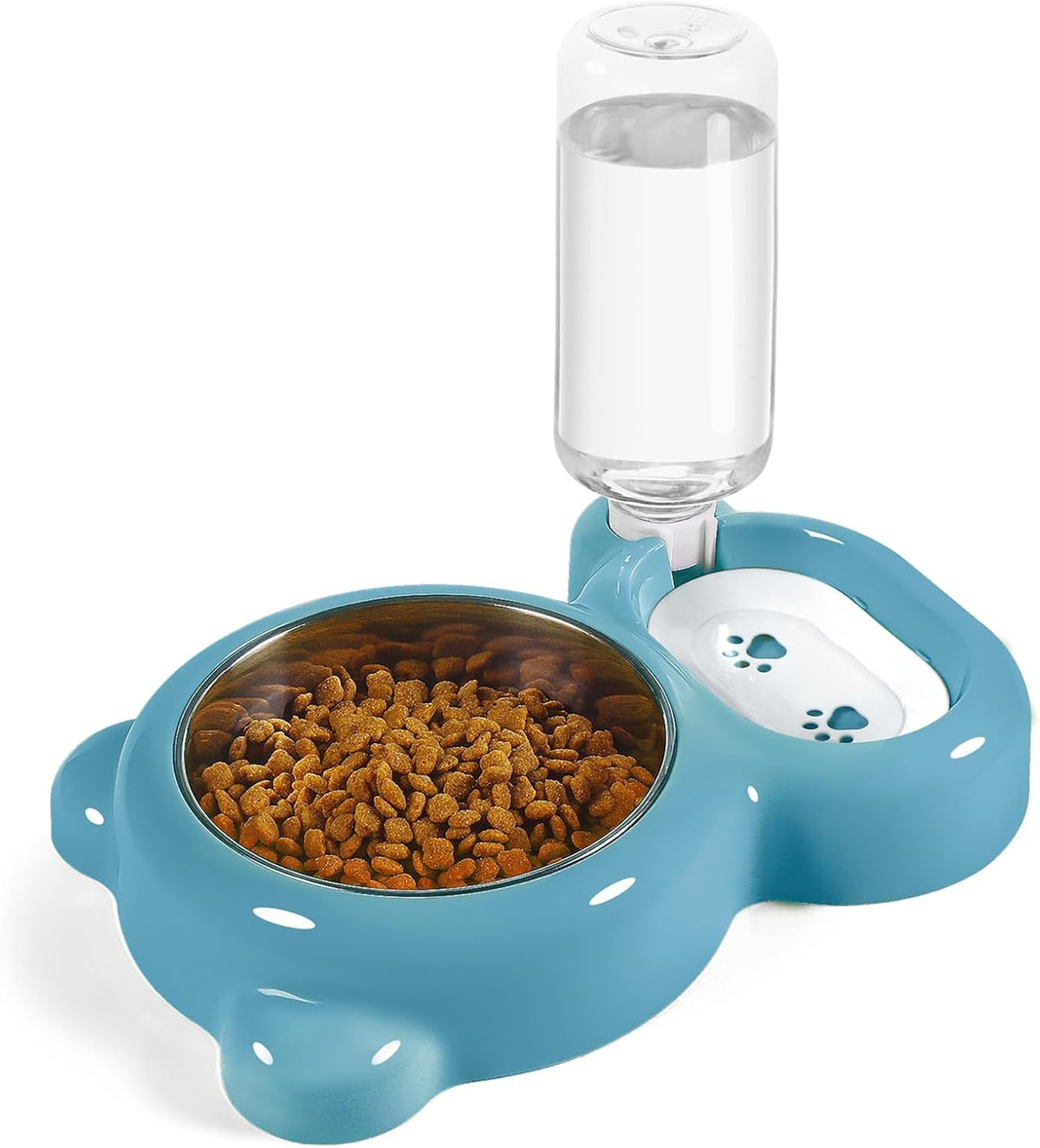 Dog Bowls, Cat Food and Water Bowl Set with Water Dispenser and Stainless Steel Bowl for Cats and Small Dogs - Pink