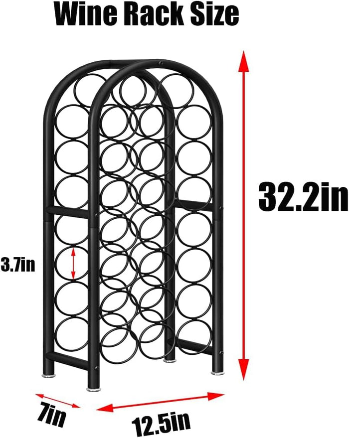 Wine Rack Freestanding Floor Metal Holders Stands Organizer Storage 23 Bottles Black