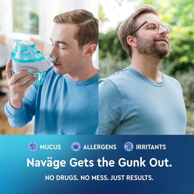 Navage Starter Bundle - Nasal Irrigation System - Saline Nasal Rinse Kit with 1 Navage Nose Cleaner and 30 Salt Pods