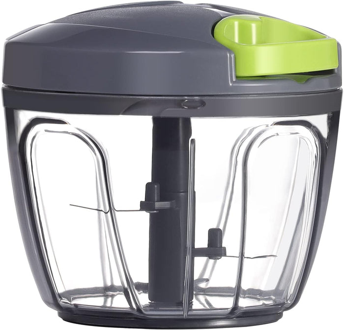 Ourokhome Manual Food Processor Vegetable Chopper, Portable Hand Pull String Garlic Mincer Onion Cutter for Veggies, Ginger, Fruits, Nuts, Herbs, etc., 500ml, Green