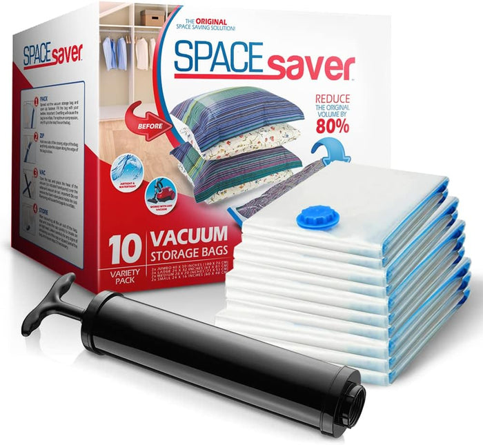20-Pack Variety Vacuum Storage Bags for Comforters, Blankets & Clothes – Vacuum Sealed Compression Bags with Hand Pump – Space Saver Storage Bags for Bedding,Travel & Organization (5S, 5M, 5L & 5XL)