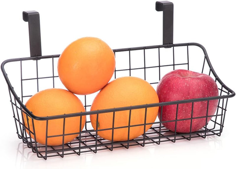 Basket with hook Grid Storage Basket, Hang it behind a door or on a railing, Over the Cabinet Door, Small, BLack,2 Pack