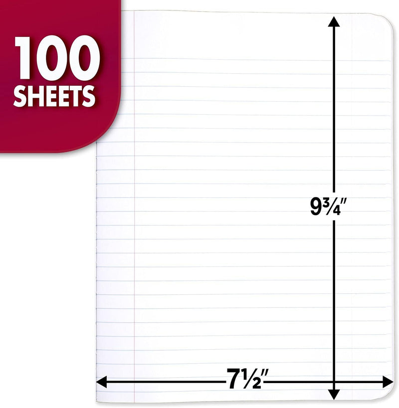 Mead Composition Notebook, 3 Pack, Wide Ruled Paper, 7-1/2" x 9-3/4", 100 Sheets per Comp Book, Black Marble (38301)