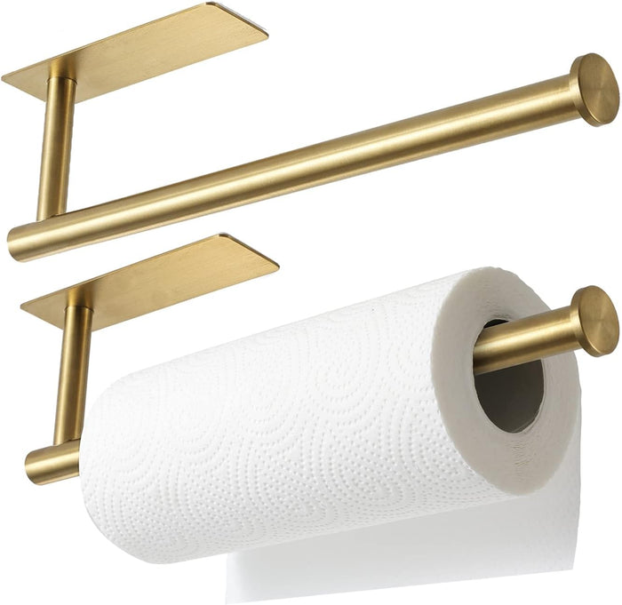 theaoo Paper Towel Holder - Under Cabinet Paper Towel Holder for Kitchen, Adhesive Paper Towel Roll Rack for Bathroom Towel, Wall Mounted Matte Black Paper Towel Rack, SUS304 Stainless Steel