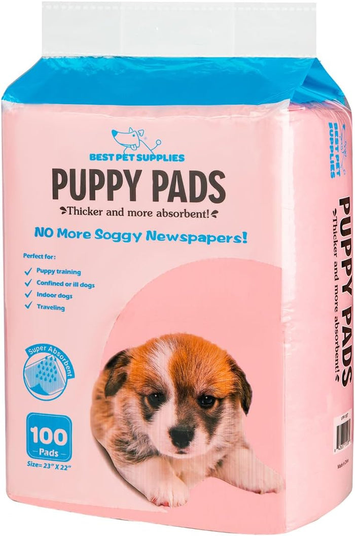 Best Pet Supplies XL Puppy Pads 100 Count - Super Absorbent Dog Training Pads, Quick-Dry, Odor Control, Disposable Pee Pads, Leak-Proof Wee Wee Pads for Indoor Dogs – Baby Blue XL, 100 Pack