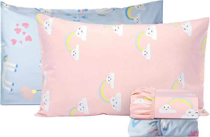 Salt Earth 100% Cotton 210TC Kids Bedsheet, Twin Sheets Set for Toddler Bed, 3 Piece Bedding Set Including Flat Sheet, Fitted Sheet, and Pillowcase, Themed Sheets for a Playful Kids Bed (Summerland)