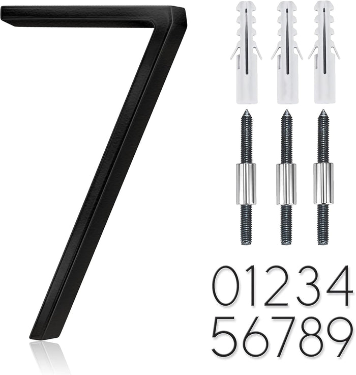 5" Stainless Steel Floating House Number, Metal Modern House Numbers, Mailbox Decor Number with Nail Kit, Coated Black, 911 Visibility Signage (6) or (9)