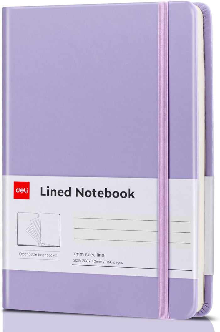 deli 6 Pack Black Lined Journal Notebook for Work, Moleskine Notebooks, A5 (5.5"x8.3"), 160 Pages Hardcover Journaling Notebooks, Black College Ruled Notebooks for Notes-taking/Work/Travel