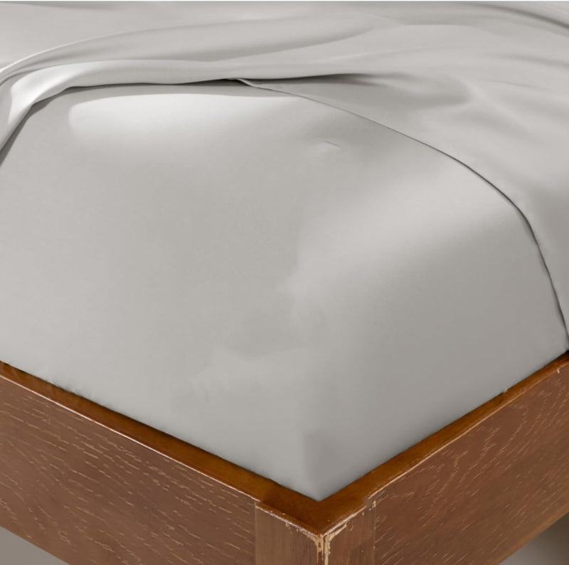 LBRO2M 100% Mulberry Silk Satin Sheets Set King Size Silk Fitted Sheet16 Deep Pocket Cool Bedding Sheet 4 Piece Wrinkle Resistant (King, Gray)