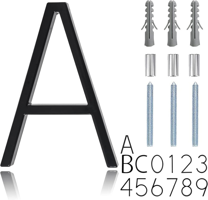 5" Floating Stainless Steel Address House Number, Modern Metal Anti-Rust House Numbers with Nail Kits for Door Garden Mailbox Decor Visibility Signage (3)