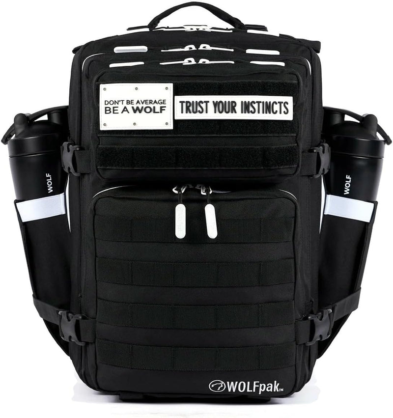 WOLFpak 35L Athletic Gym Backpack - Durable 1000D Waterproof Oxford Material with MOLLE Webbing, Laptop Pocket & Dual Cup Holders, Durable Fitness/Travel/Military Daypack (Black Neon Pink)