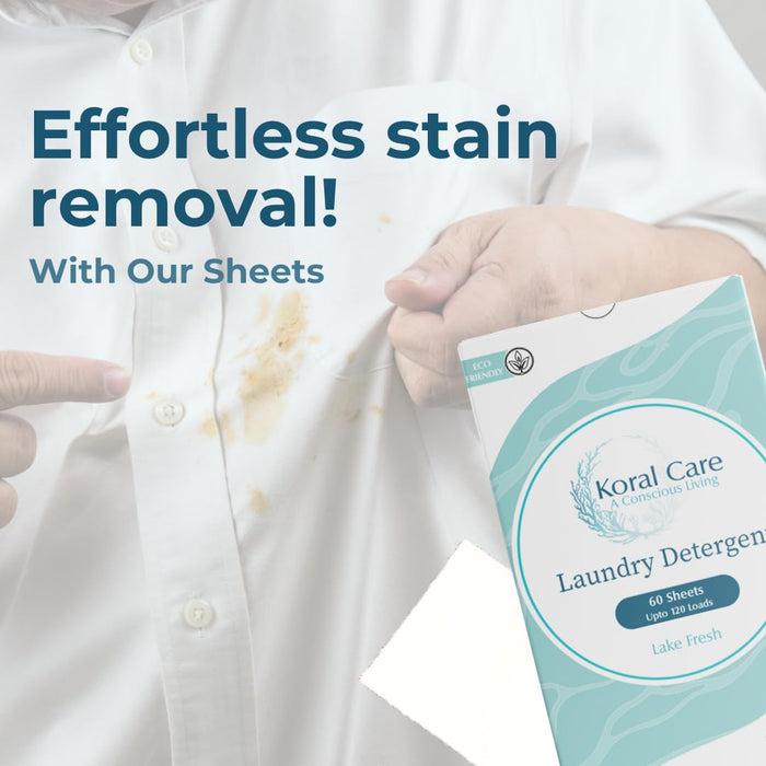 Koral Care Sheets Combo Pack | Detergent and Floor Cleaner | 60 Sheets each equal to 4 L Detergent and 2 L Floor Cleaner | Gentle on Clothes, Removes Tough Stains and Hard Water Stains, Eco-friendly | Flower Orchard Fragrance