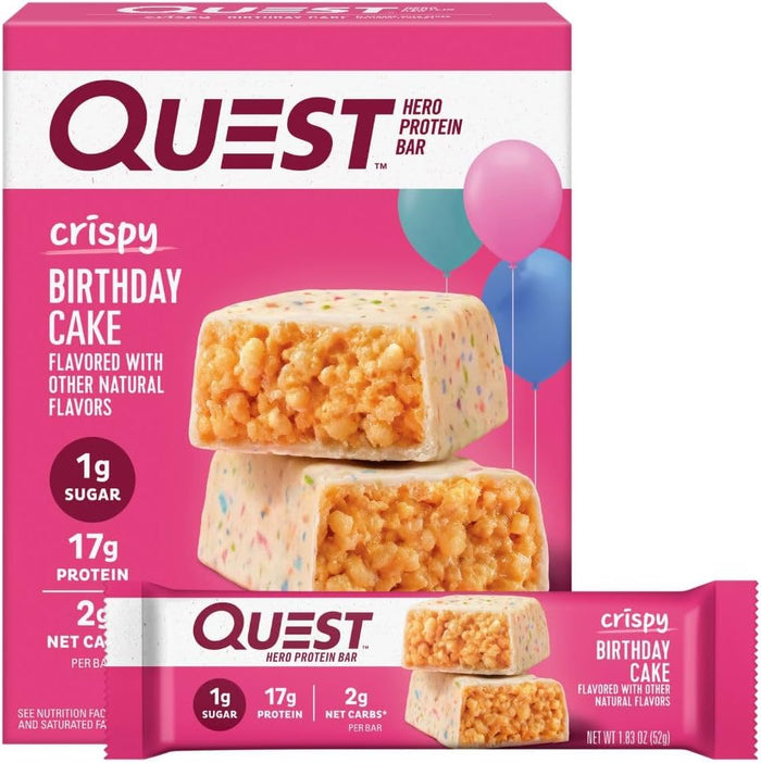 Quest Nutrition Crispy Blueberry Cobbler Hero Protein Bar, 16g Protein, 1g Sugar, 3g Net Carb, Gluten Free Protein Snack, Keto Friendly, 12 Count