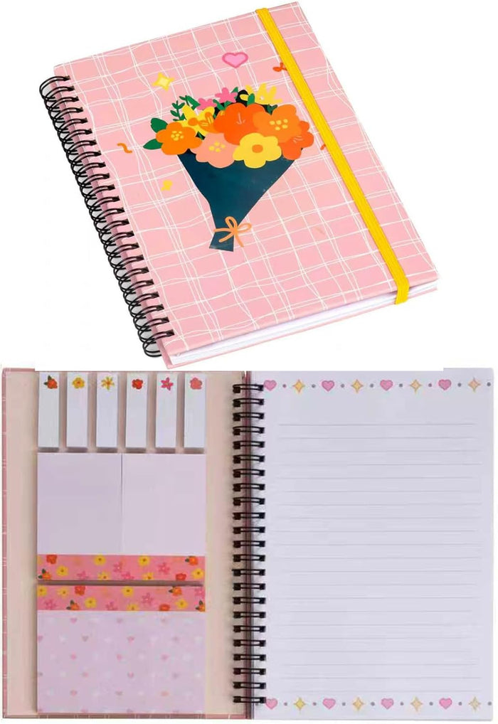 A5 Spiral Sticky Notebook,with 9 pads of decorated sticky notes and a handy notebook,Note Pads Teacher Appreciation Gift Writing Memo Pads School Office Supplies and Daily Life Organization (Chloris)