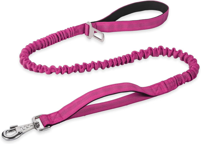 BUMBIN 6Ft Dog Leash Large Dogs, Bungee Dog Leash with 2 Handles, Heavy Duty Leashes for Medium Small Dogs, No Pull Shock Absorbing ，with Car Seat Belt for Training, Brown