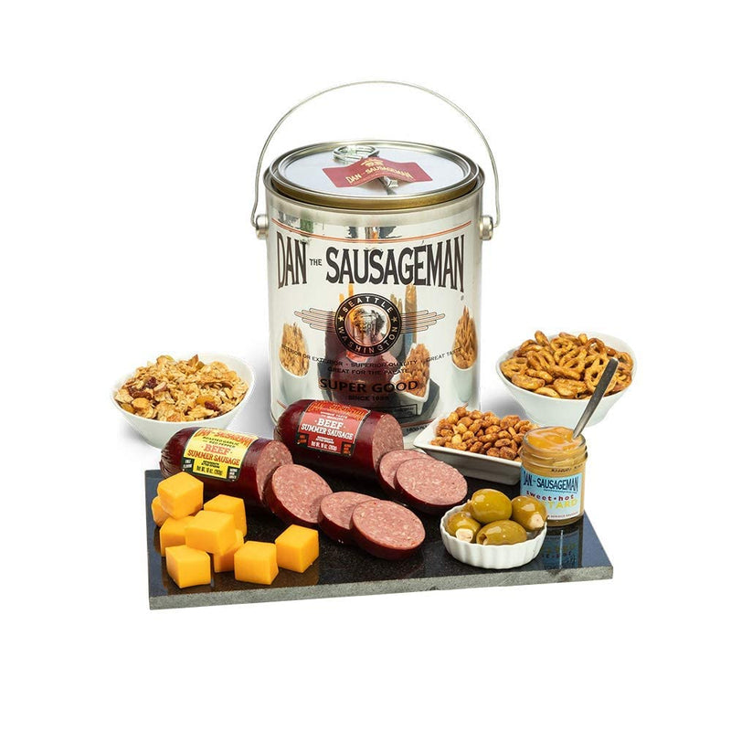 Dan the Sausageman Signature Gift (Nordic Fusion) Gift Basket – Gourmet Snacks with Summer Sausage, Cheese, Crackers, Lingonberry Sauce – Holiday, Thank You, Mother’s Day, Meat and Cheese, Snack Box