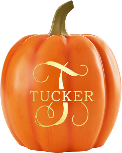 Let's Make Memories Personalized Light Up Pumpkin Decor Outdoor - Your Name & Initial on a Custom Pumpkin - Halloween Fall Decoration - Jack o Lantern - Outside or Inside - XL - Orange