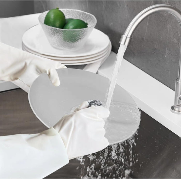 18 inch Durable White Nitrile Gloves, Reusable Household Kitchen Cleaning, Dishwashing, Anti Slip,Powder Free