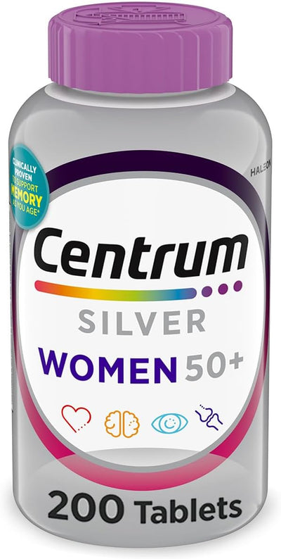 Centrum Silver Women's Multivitamin for Women 50 Plus, Multivitamin/Multimineral Supplement with Vitamin D3, B Vitamins, Non-GMO Ingredients, Supports Memory and Cognition in Older Adults - 200 Ct