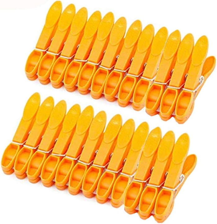 Household Air Drying Clothing Pin Set Colored Spring Clothespins for Laundry Strong Plastic Hanger Clips Pegs 24 Pack