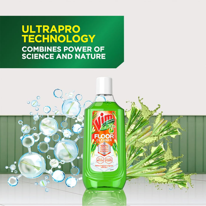 Vim Floor Cleaner: 1000ml |Refreshing Lemongrass with Salt|100% Removal of stains for complete clean floors & long lasting fragrance (Pack of 2)