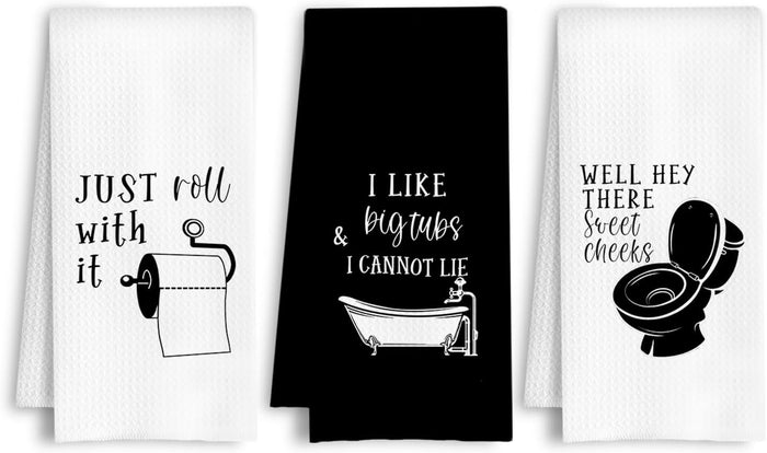 Rustic Housewarming Kitchen Towels, Homeowner Hostess Household Gifts Dish Tea Towels, Bless This Home and All Who Enter Decorative Hand Towel for Bathroom Kitchen, 16x24 Inch Set of 4