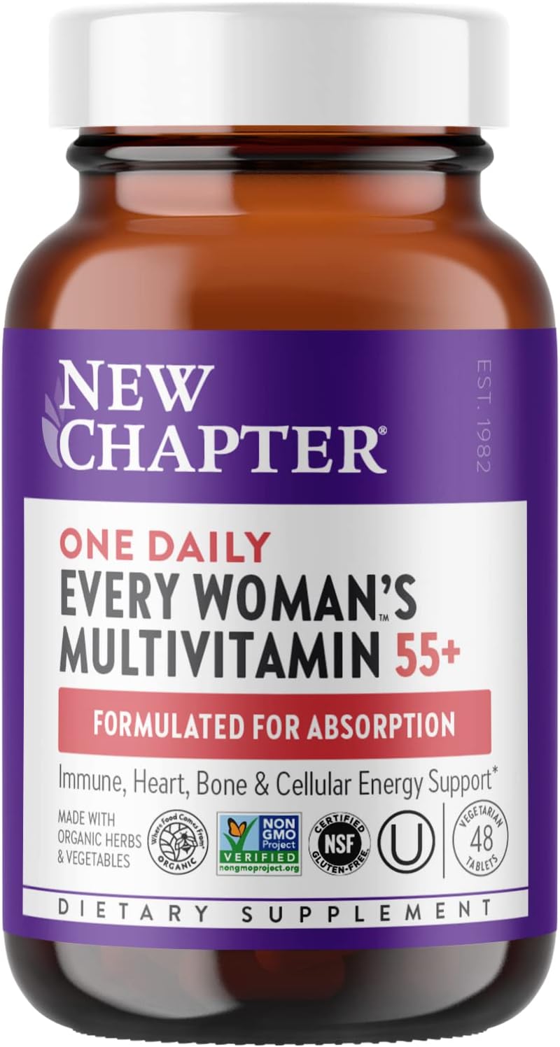 New Chapter Women's Multivitamin 50 plus with Astaxanthin, Fermented Vitamin C, Vitamin D3 & Vitamin B12 - Every Woman's One Daily 55+, Made with Organic Vegetables & Herbs - 72 Tablets