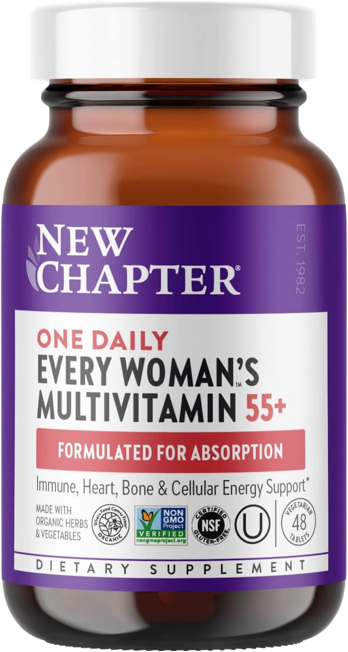 New Chapter Women's Multivitamin 50 plus with Astaxanthin, Fermented Vitamin C, Vitamin D3 & Vitamin B12 - Every Woman's One Daily 55+, Made with Organic Vegetables & Herbs - 72 Tablets
