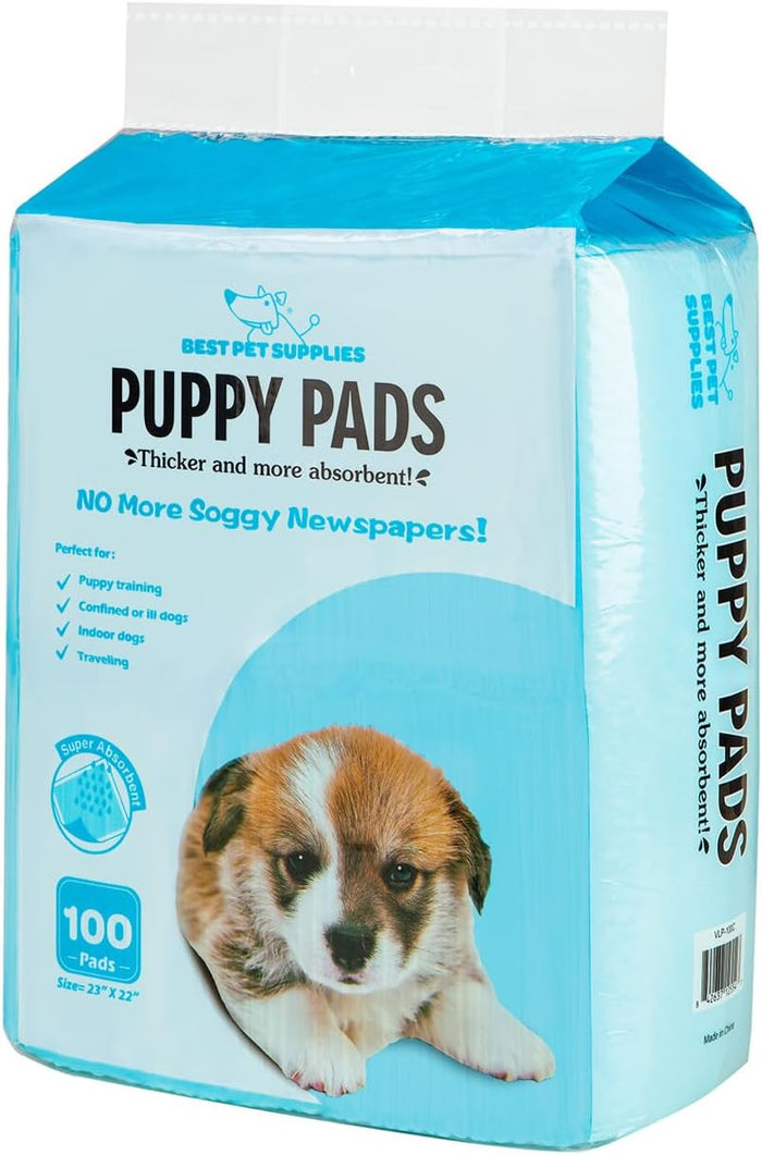 Best Pet Supplies XL Puppy Pads 100 Count - Super Absorbent Dog Training Pads, Quick-Dry, Odor Control, Disposable Pee Pads, Leak-Proof Wee Wee Pads for Indoor Dogs – Baby Blue XL, 100 Pack