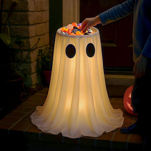 2 Packs Halloween Decorations Outdoor, 5Ft Wind-Resistant Ghost Decor with USB String Lights, Scary Door Decoration Outside Euipped Waterbags & Hats, Ideal for Indoor Party Porch Yard Garden Lawn