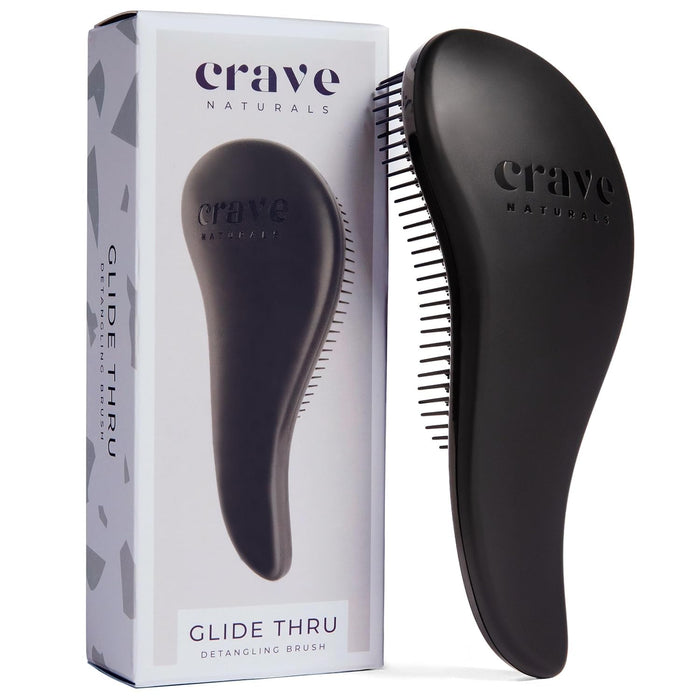 Crave Naturals Glide Thru Hair Brush - Detangler Brush for Curly, Straight, Wet or Dry Hair - Gentle Detangling Brushes for Adults, Kids, Toddlers - Hair Accessories for Women, 7.5x3 - Pink