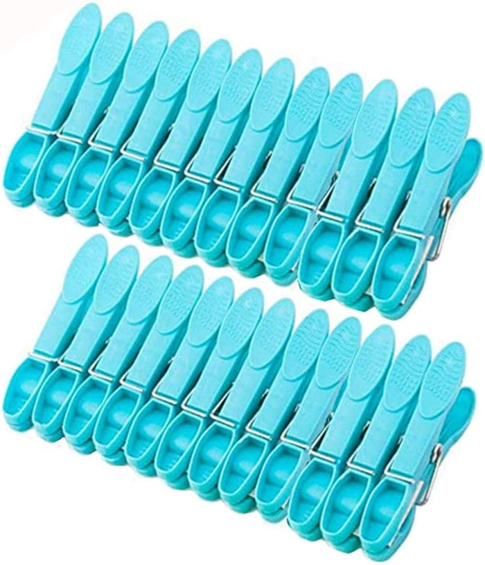 Household Air Drying Clothing Pin Set Colored Spring Clothespins for Laundry Strong Plastic Hanger Clips Pegs 24 Pack