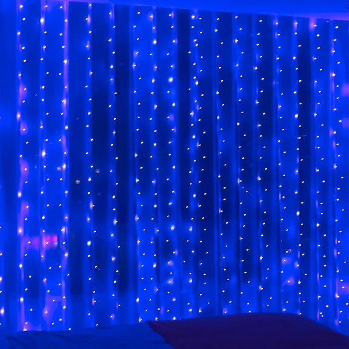 ZSJWL 300 LED Curtain Fairy Lights with Remote, 8 Modes 9.8 × 9.8 Ft, USB Plug in Copper Wire String Lights for Bedroom Window Chrismas Wedding Party, Warm White