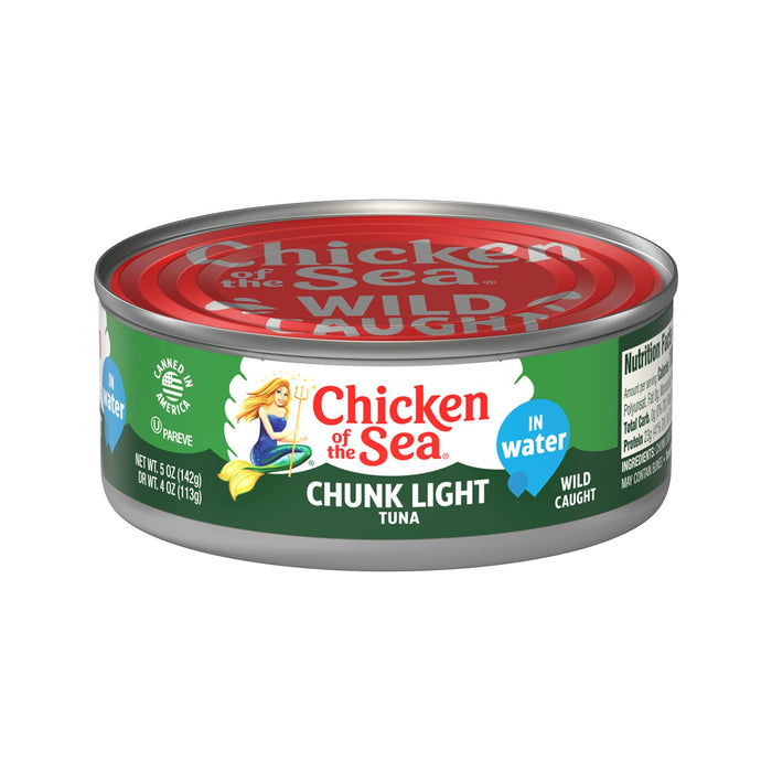 Chicken of the Sea Wild Caught Chunk Light Tuna, 5 Ounce Cans, 24-Count – High Protein 100% Classic Chunk Tuna in Water – Delicious, Easy, Nutritious Ready to Eat Meals